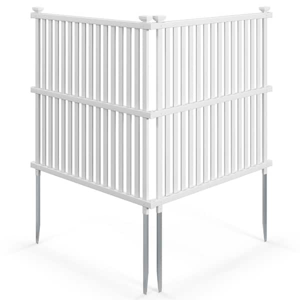 45 in. Plastic Garden Fence in White with Metal Ground Stakes Slat Spacing Sturdy(2 Panels)