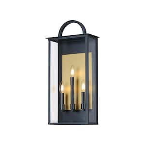 Manchester 3-Light Black Large Outdoor Hardwired Wall Sconce