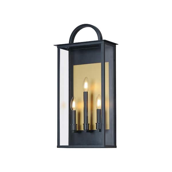 Manchester 3-Light Black Large Outdoor Hardwired Wall Sconce