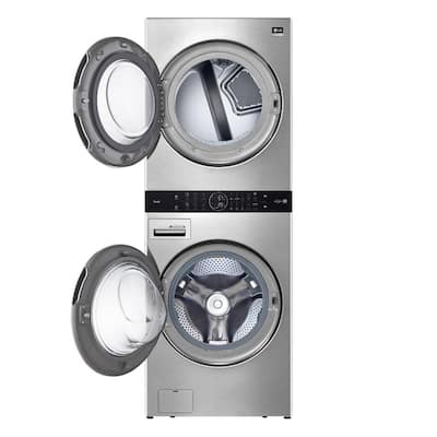 27 in. Noble Steel Washtower Laundry Center with 5.0 cu. ft. Washer, 7.4 cu. ft. Electric Dryer
