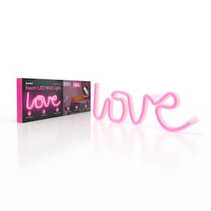 5.375 in. Pink Love Neon LED Light USB-Powered Lighted Indoor Wall Art