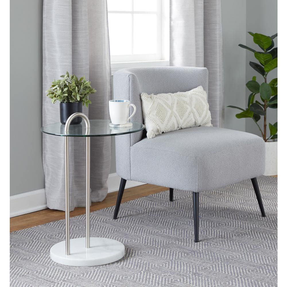 Light Grey Metal Upholstered Slipper Chair