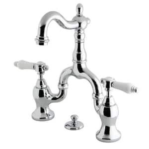 Bel-Air Bridge 8 in. Widespread 2-Handle Bathroom Faucets with Brass Pop-Up in Polished Chrome