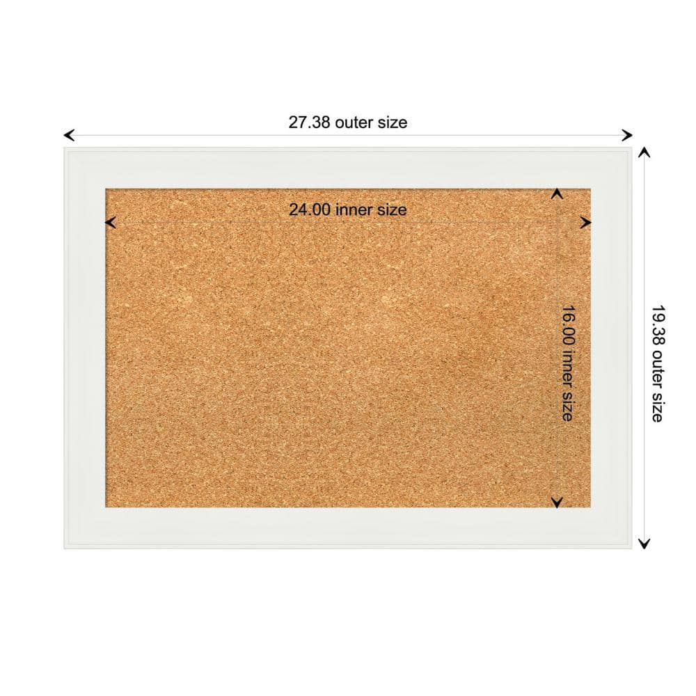 Vanity White Narrow Framed Natural Cork Bulletin Board