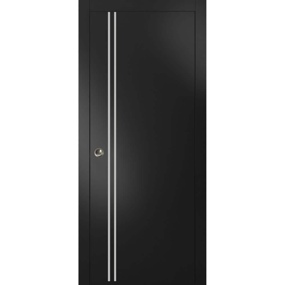 24 in. x 80 in. 1 Panel Black Matte Finished Solid Wood with Honeycomb Sliding Door with Hardware price history on PriceWatchPro