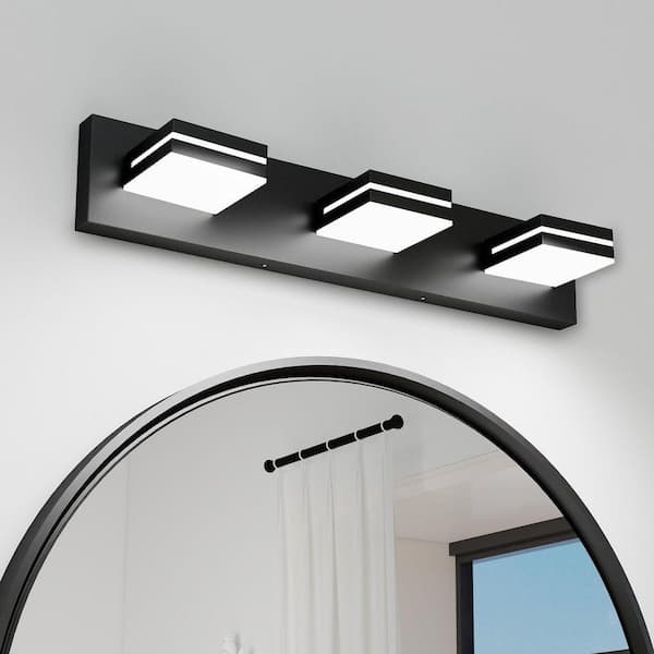 23.6 in. W 3 Light Black Vanity Light Fxture for Bathroom, Sleek Minimalist LED Wall Sconce