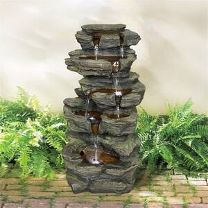 24 in. H Indoor/Outdoor Tiered Water Fountain with Led Lights ...