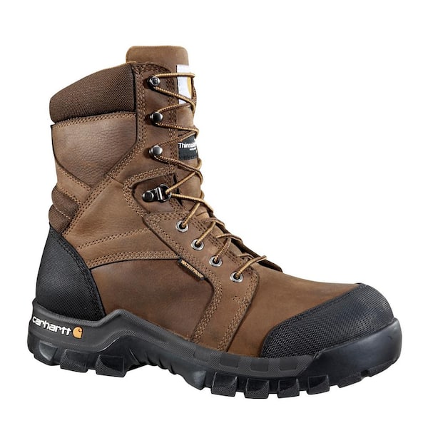Carhartt Men's Rugged Flex Waterproof 8'' Work Boots - Composite Toe - Brown Size 9(M)