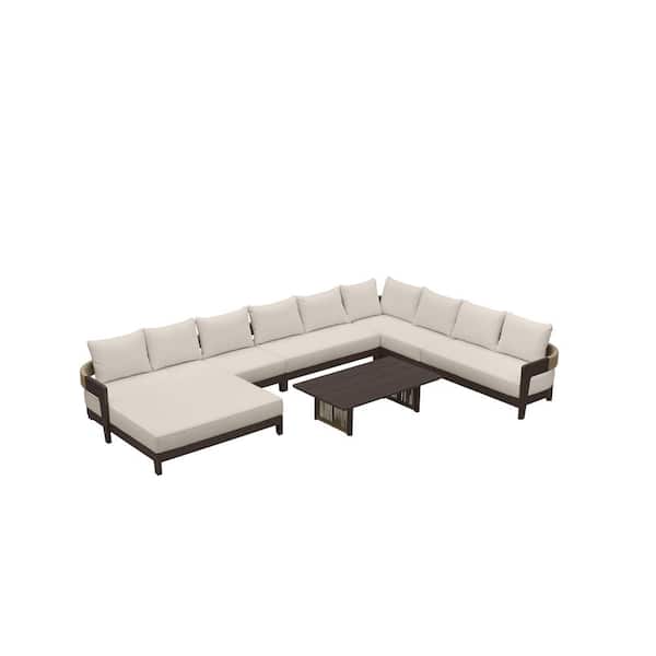 10-Piecess Patio Conversation Sets All Weather Outdoor Couch Sectional Set with Cushion Conversation Set Bronze