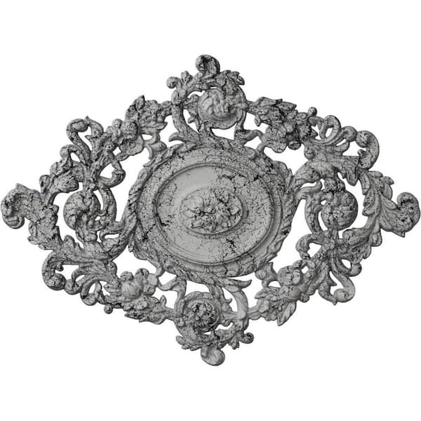 Ekena Millwork 22-1/2 in. W x 30-3/8 in. H x 1-1/2 in. Katheryn Urethane Ceiling Medallion, Ultra-Pure White Crackle