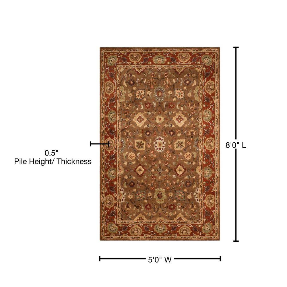 Heritage Red and Moss Hand-Tufted Wool Area Rug