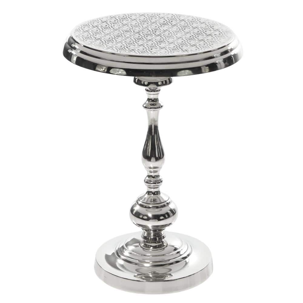 Litton Lane 18 in. Silver Large Round Aluminum End Accent Table 46753 ...