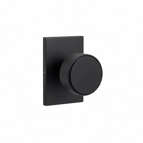 Taylor Matte Black Knurled Passage Hall/Closet Door Knob with Rectangle Rosette
