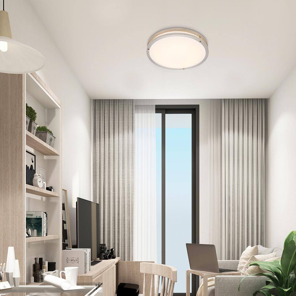 16-Inch Satin Nickel LED Flush Mount Ceiling Light