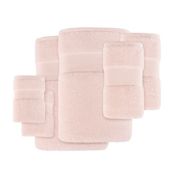 Turkish 6-Piece Blush Cotton Bath Towel Set