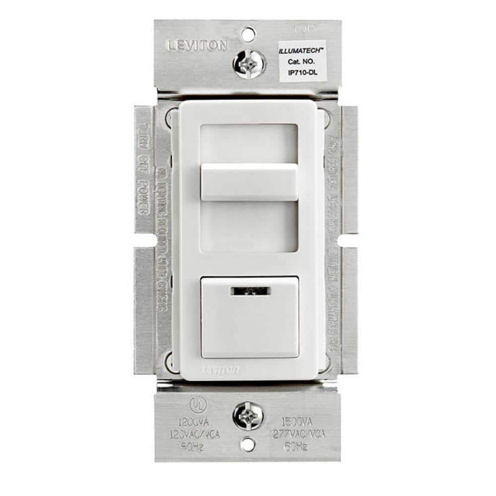 Leviton IllumaTech Slide Dimmer for LED 0-10V Power Supplies, 1200VA, 10A LED, 120/277 VAC, White w/ Color Change Kits Included