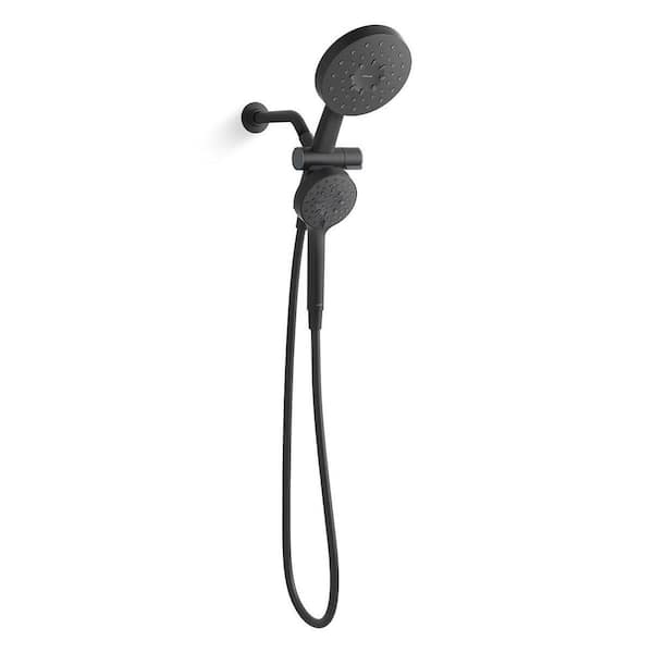 KOHLER Viron 4-Spray 6 in. Dual Wall Mount Fixed and Handheld Shower Heads 1.75 GPM in Matte Black