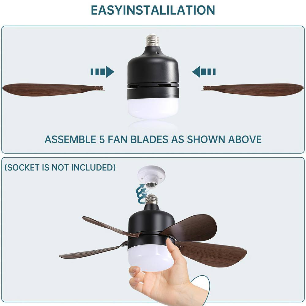 16" Black and Brown ABS Ceiling Fan with LED Light and Remote