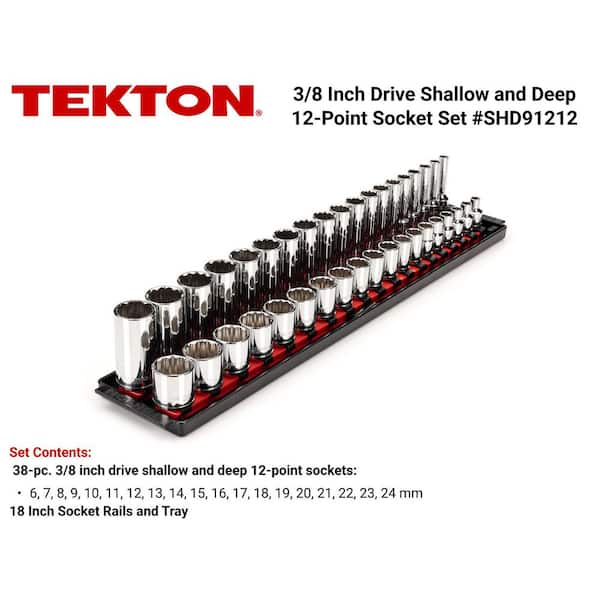 3/8 in. Drive 12-Point Socket Set with Rails (6 mm-24 mm) (38-Piece)