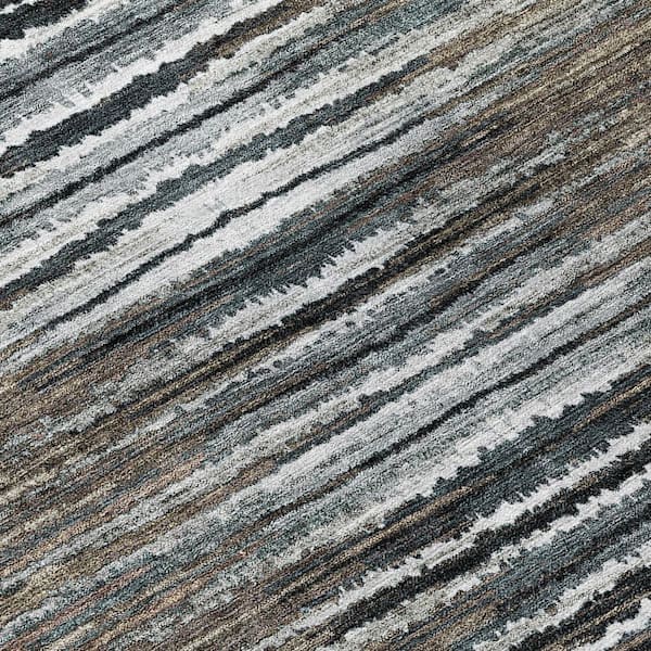 Brown, Taupe, Chocolate 8 ft. Round Woven Striped Polyester Round Indoor / Outdoor Area Rug