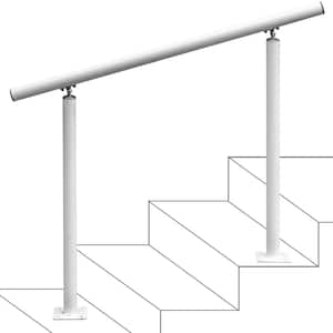 4 ft. Aluminum Handrail Fits 2 Steps or 3 Steps Flexible Handrails for Outdoor Deck, White