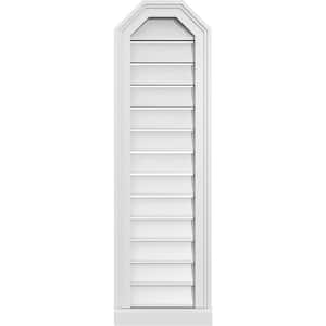 12" x 40" Octagonal Top Surface Mount PVC Gable Vent: Functional with Brickmould Sill Frame