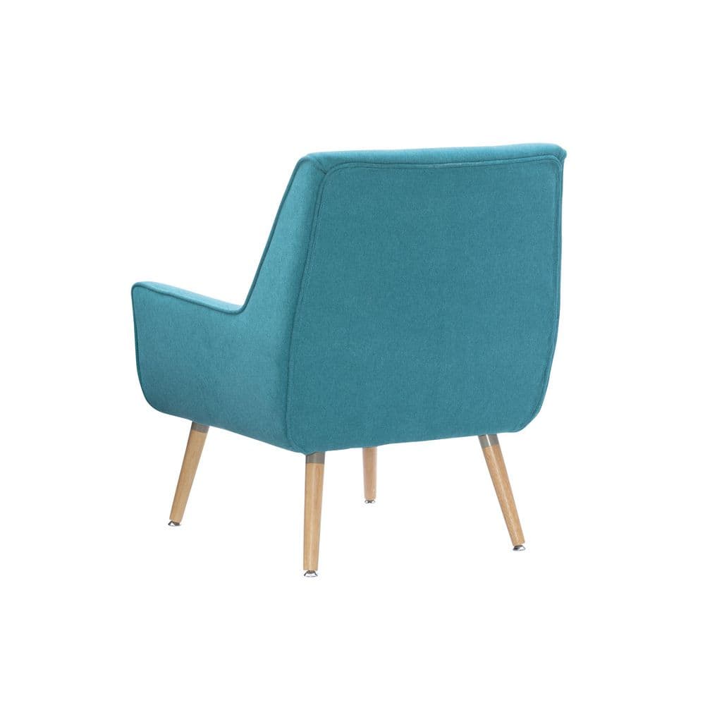 Modern Retro Bright Blue Wood Accent Chair with Button Tufting