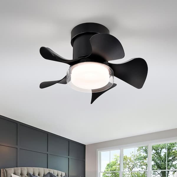 21 in. Smart Indoor/Outdoor Black 5-ABS Blades Flush Mount Standard Ceiling Fan with LED Light Kit and Remote