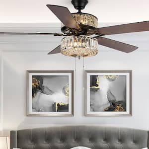 Geometric Diamond 52 in. Clear Crystal LED Ceiling Fan With Light