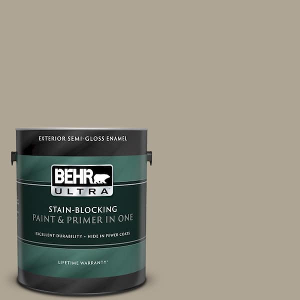 BEHR ULTRA 1 gal. #UL190-6 Stone Walls Semi-Gloss Enamel Exterior Paint and Primer in One
