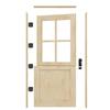 ARK DESIGN 30 in. x 80 in. Solid Pine Universal 4Lite Clear Glass Unfinished Dutch Wood Prehung Front Door with Quick Assemble Jamb JBP4-N-30