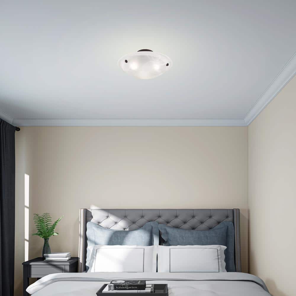 Oasis Bronze 3-Light Flush Mount with White Alabaster Glass