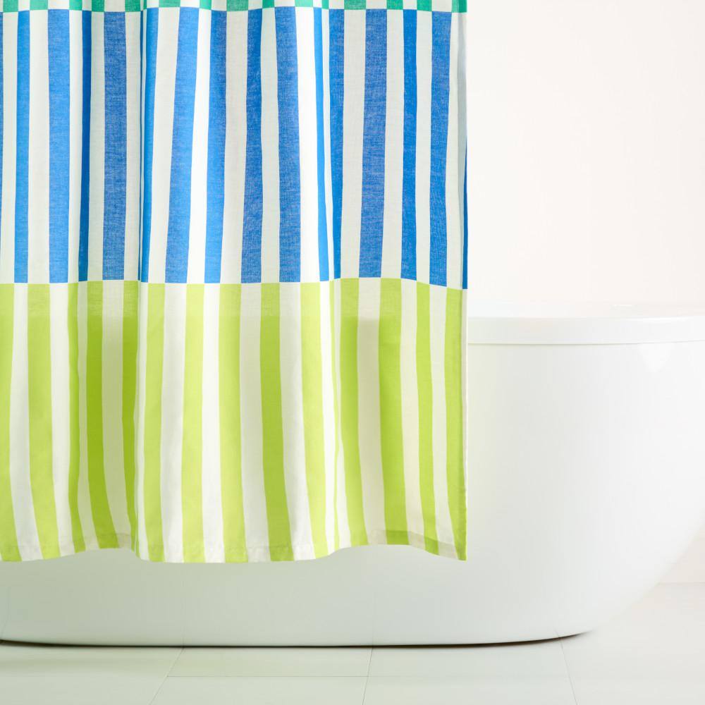 Adeline 72" x 70" Multicolor Cotton-Rich Geometric Shower Curtain