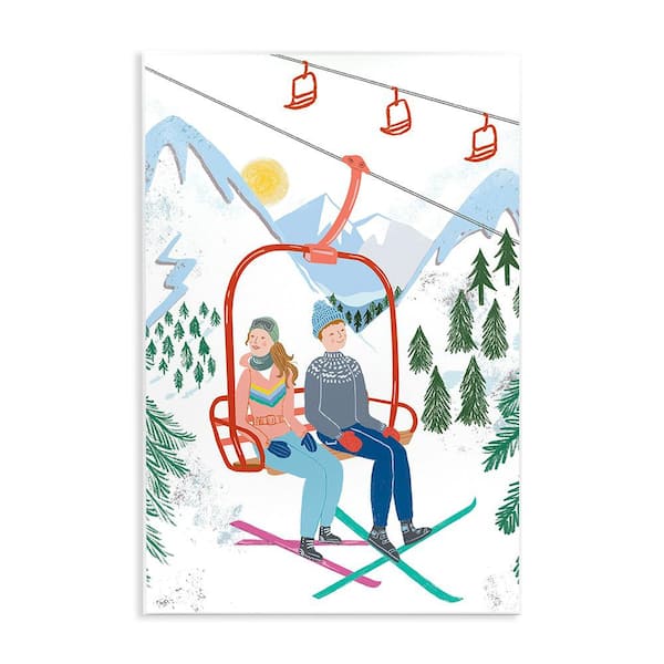 Stupell Industries Winter Ski Lift Friends by Jo Reid 1 Piece Unframed Graphic Print Sports Poster Art Print 15 in. x 10 in.