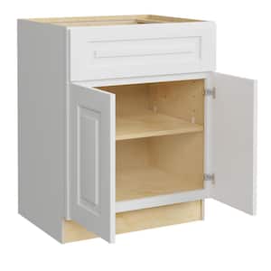 Grayson Pacific White Painted Plywood Shaker Assembled Base Kitchen Cabinet Soft Close 24 in W x 24 in D x 34.5 in H