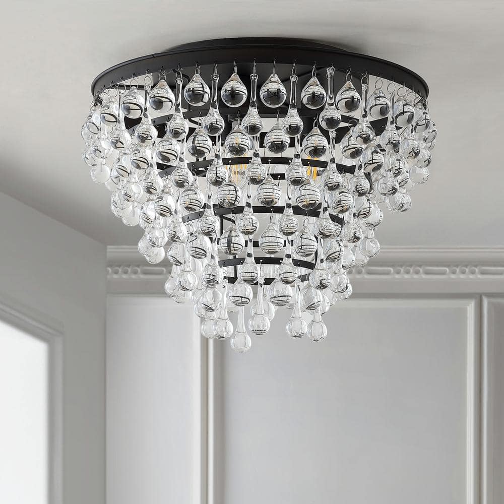 Toronto 16" Crystal LED Flush Mount Chandelier in Bronze