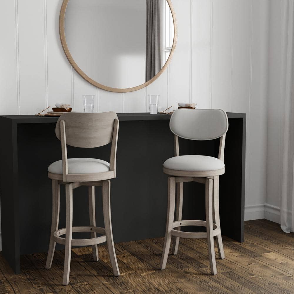 Sloan Aged Gray 43'' Swivel Bar Height Stool with Fog Upholstery