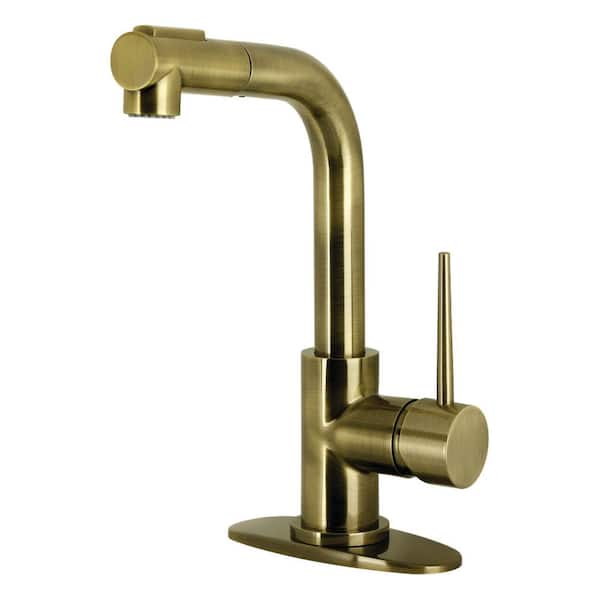 New York 1-Handle Deck Mount Bar Prep Faucet in Antique Brass