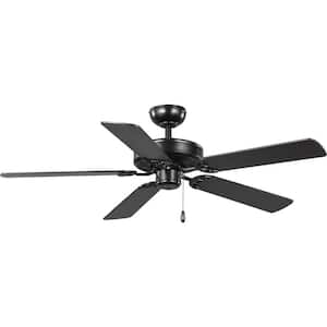 AirPro 52 in. Indoor Matte Black Traditional Ceiling Fan with Remote Included for Living Room and Bedroom