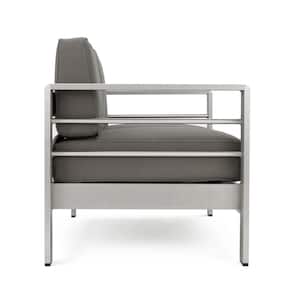 Cape Coral Silver 5-Piece Aluminum Patio Conversation Set with Khaki Cushions