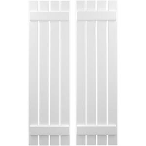 15-1/2 in. W x 31 in. H Americraft 4-Board Exterior Real Wood Spaced Board and Batten Shutters in White