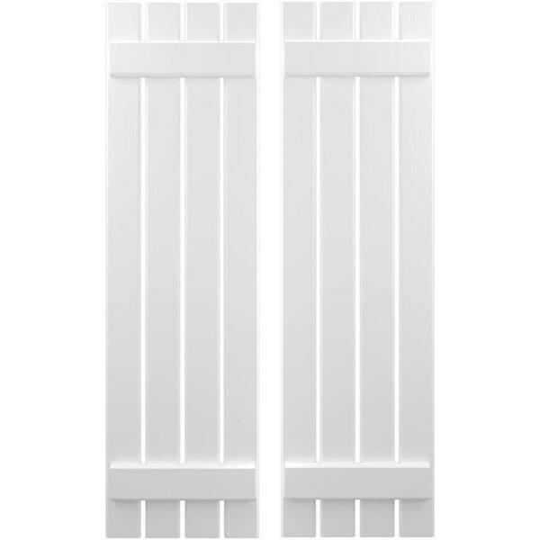 Ekena Millwork 15-1/2 in. W x 31 in. H Americraft 4-Board Exterior Real Wood Spaced Board and Batten Shutters in White