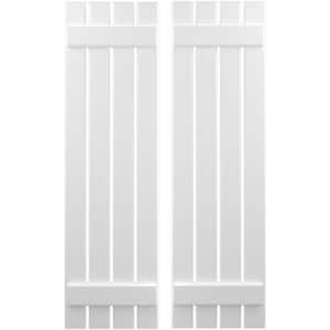 15-1/2 in. W x 47 in. H Americraft 4 Board Exterior Real Wood Spaced Board and Batten Shutters White
