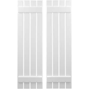15-1/2 in. W x 53 in. H Americraft 4 Board Exterior Real Wood Spaced Board and Batten Shutters White