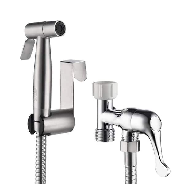 cadeninc Non- Electric Stainless Steel Handheld Bidet Attachment Toilet Sprayer for Toilet Bidet in Silver