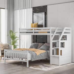 White Twin Over Full Loft Bed with Storage
