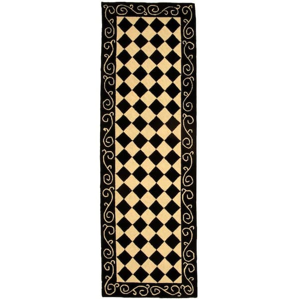 SAFAVIEH Chelsea Black/Ivory 3 ft. x 14 ft. Border Runner Rug