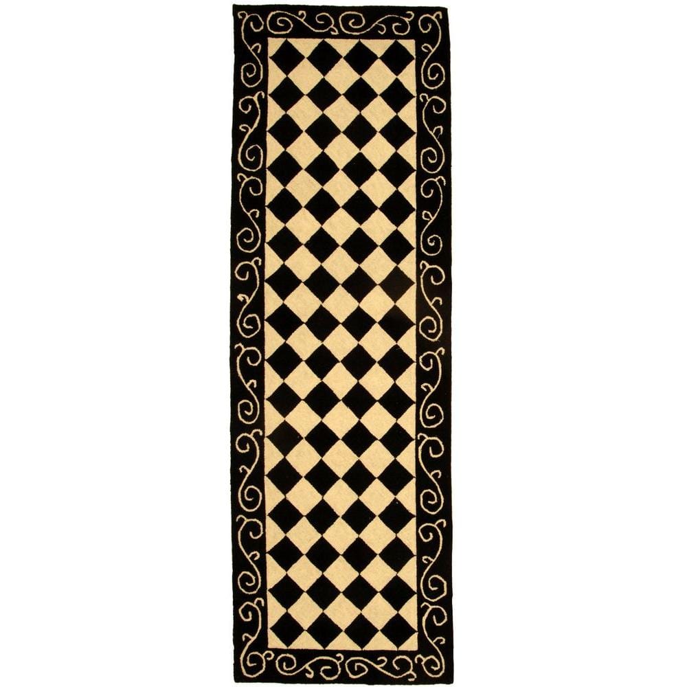 Chelsea Black/Ivory 3 ft. x 8 ft. Floral Plaid Border Runner Rug price history on PriceWatchPro
