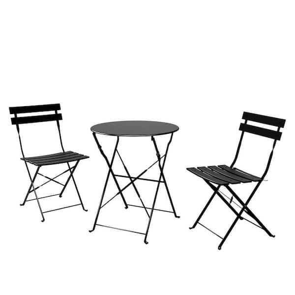Black 3-Piece Metal Outdoor Bistroor Set