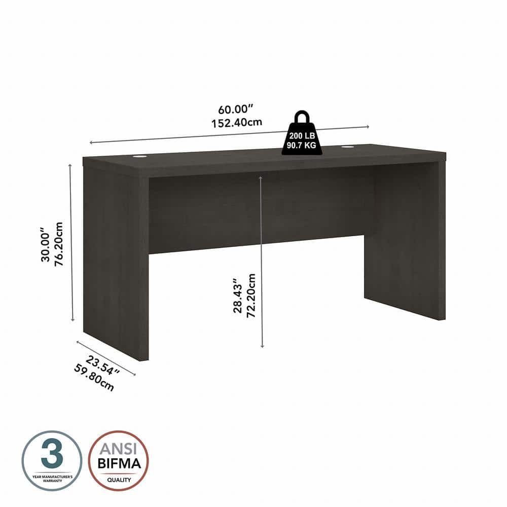 Charcoal Maple 60" Executive Desk with Filing Cabinet